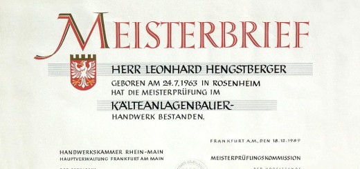 Meisterbrief Leonard Hengstberger